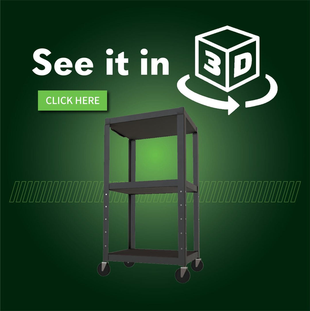 Steel Adjustable Height AV Cart – Rolling Audio Video Display Stand